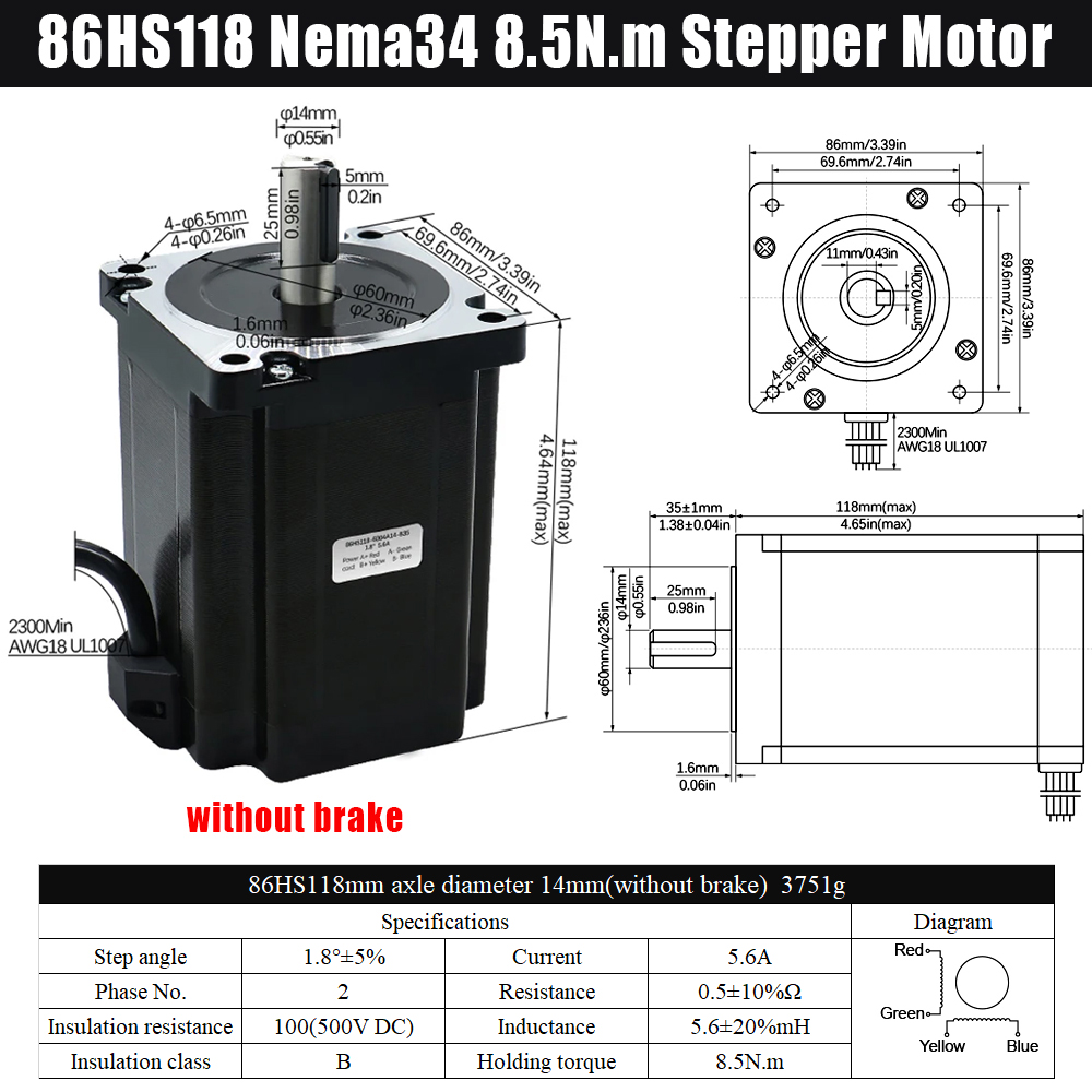 MHCNC Nema34 118mm 8.5Nm Open  - đánh giá và giá Stepper Driver Cnc